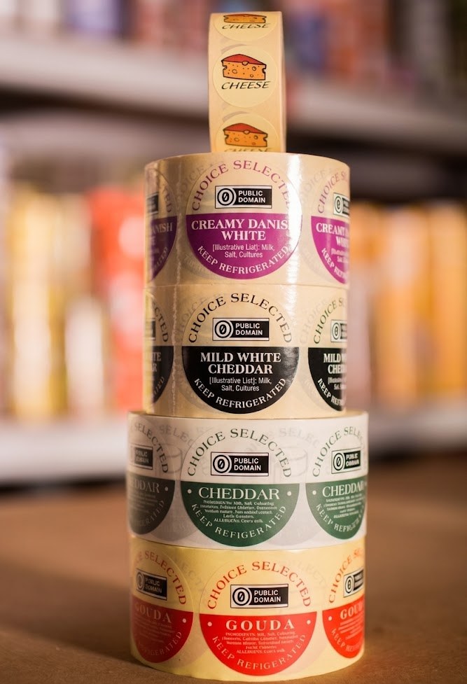 Roll label makanan tercetak untuk produk keju