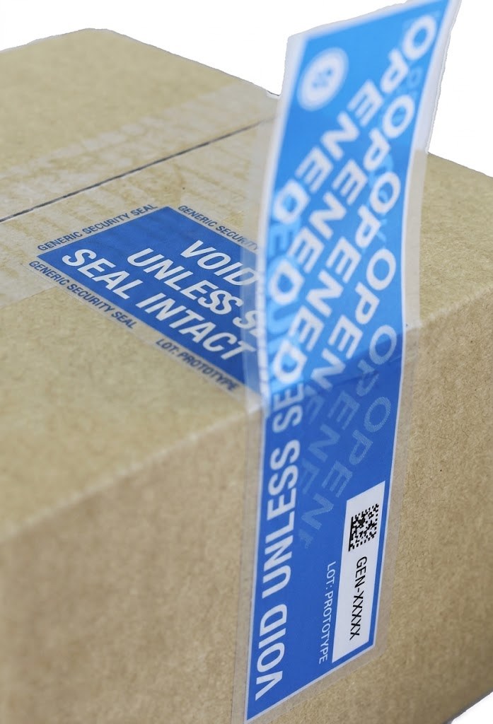 Segel void tamper-evident memperlihatkan pola OPENED saat dibuka